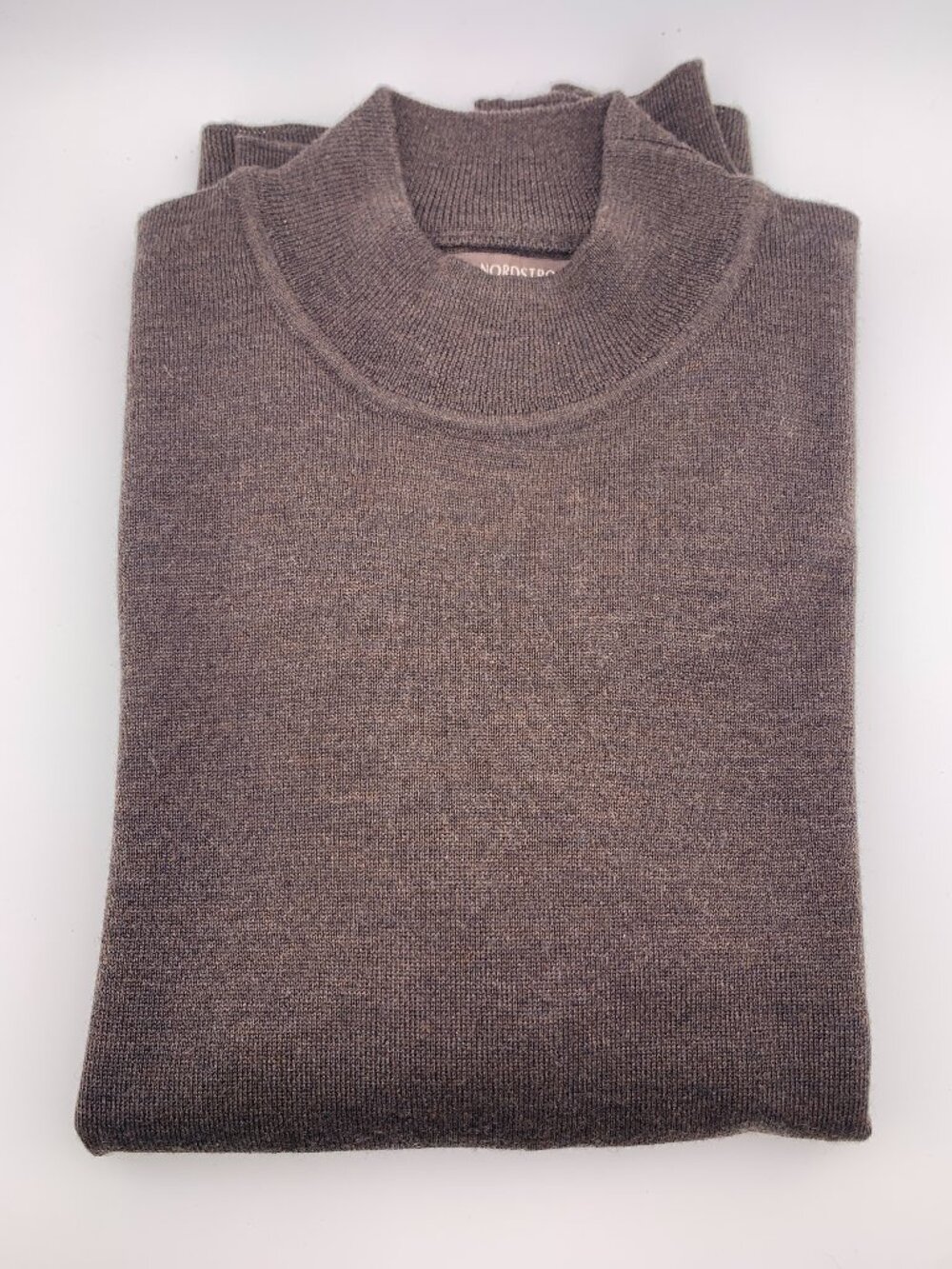 Nordstrom Fine Merino Wool Mock Neck Pullover Sweater Made In Italy Brown Sz L